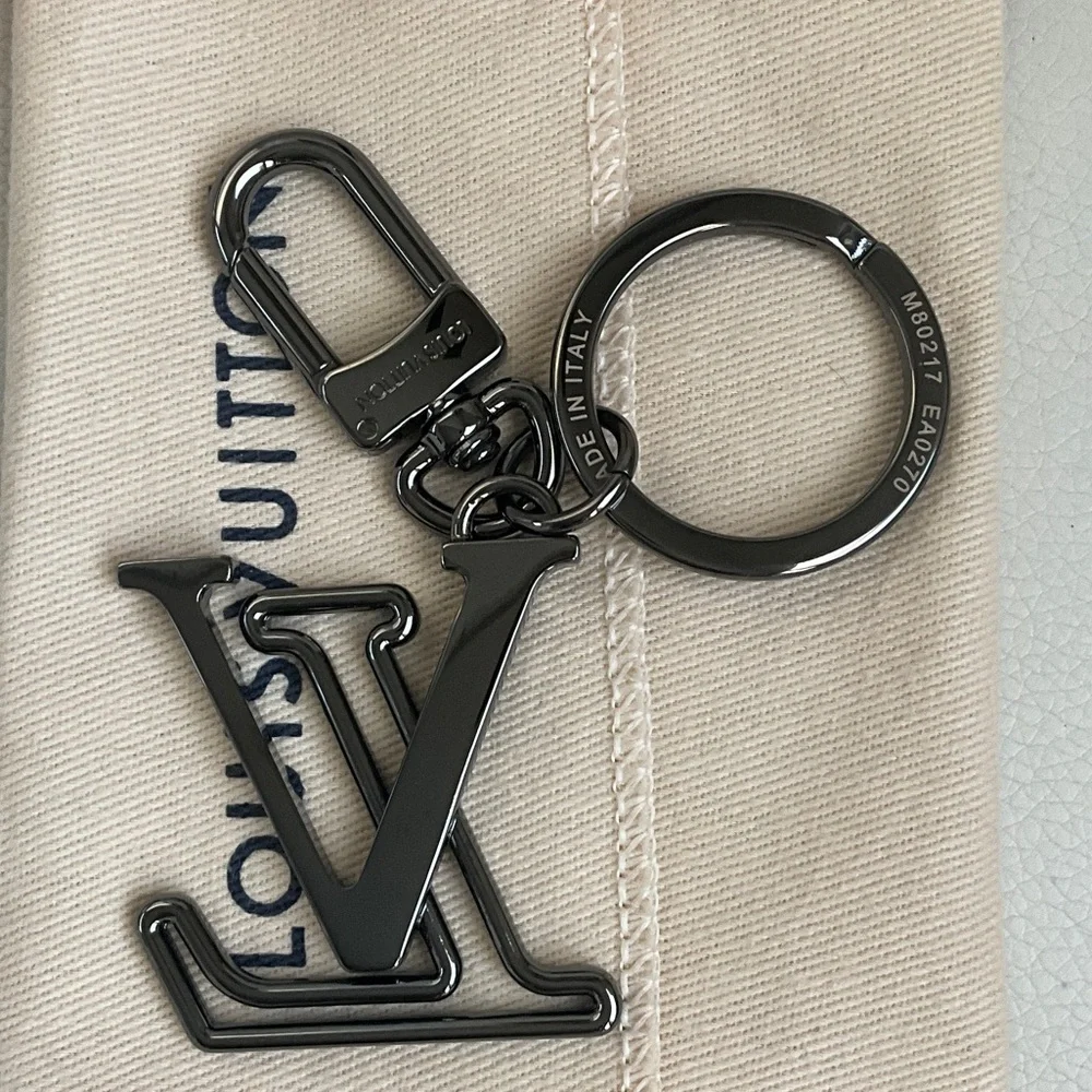Louis Vuitton Gunmetal LV Initial Key Holder - Dark Metallic